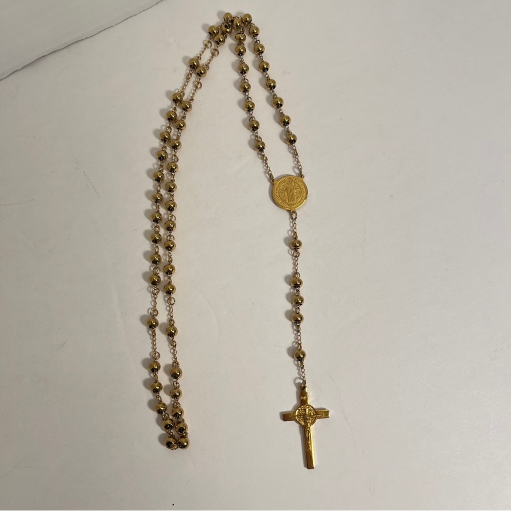 Ed Force Spanish Crucifix Rosary Beads Necklace